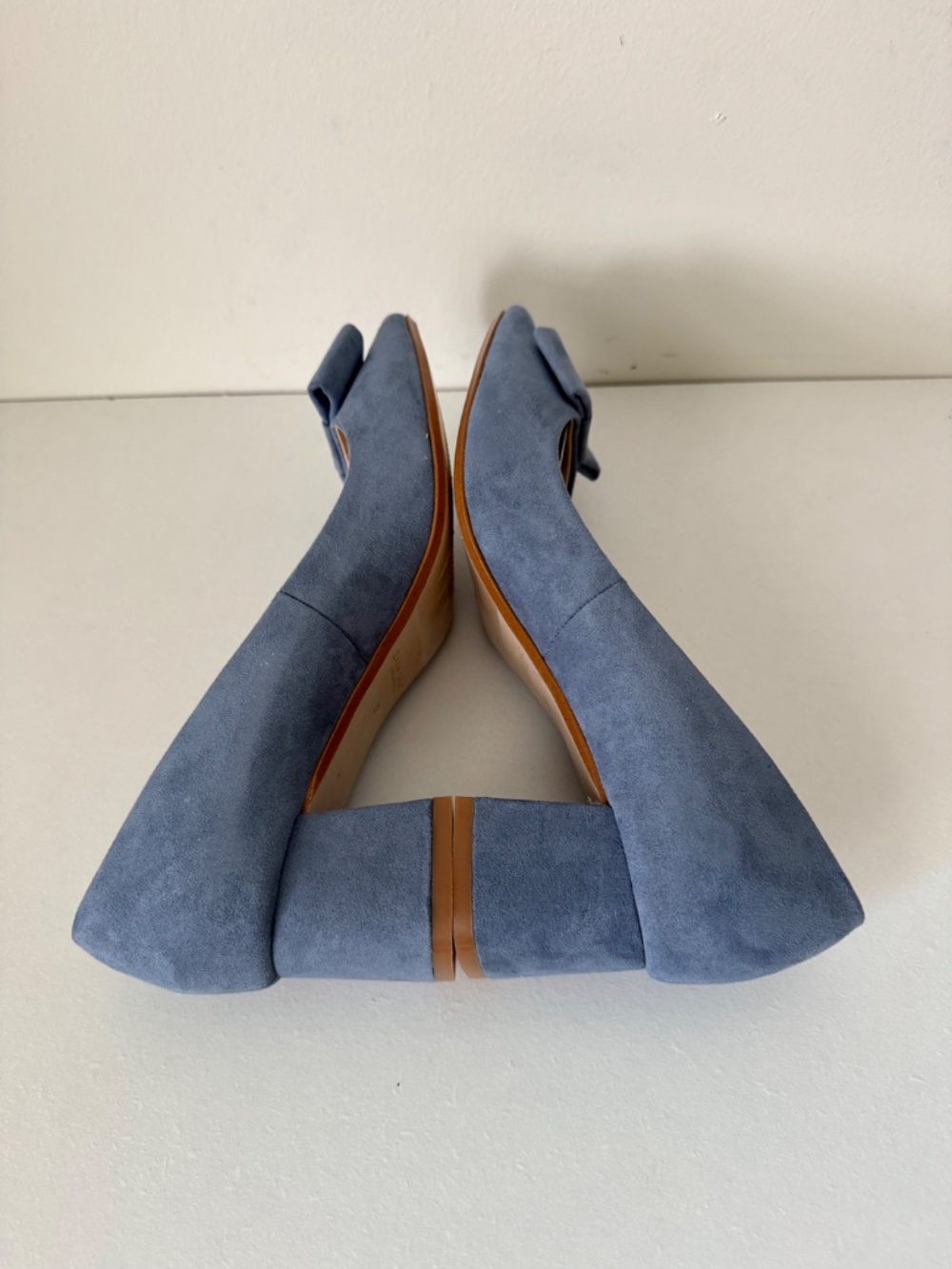 NEW! Zara Blue Suede Leather Bow Detail Block Heels | Size 37 (US 6.5) - Picture 9 of 12
